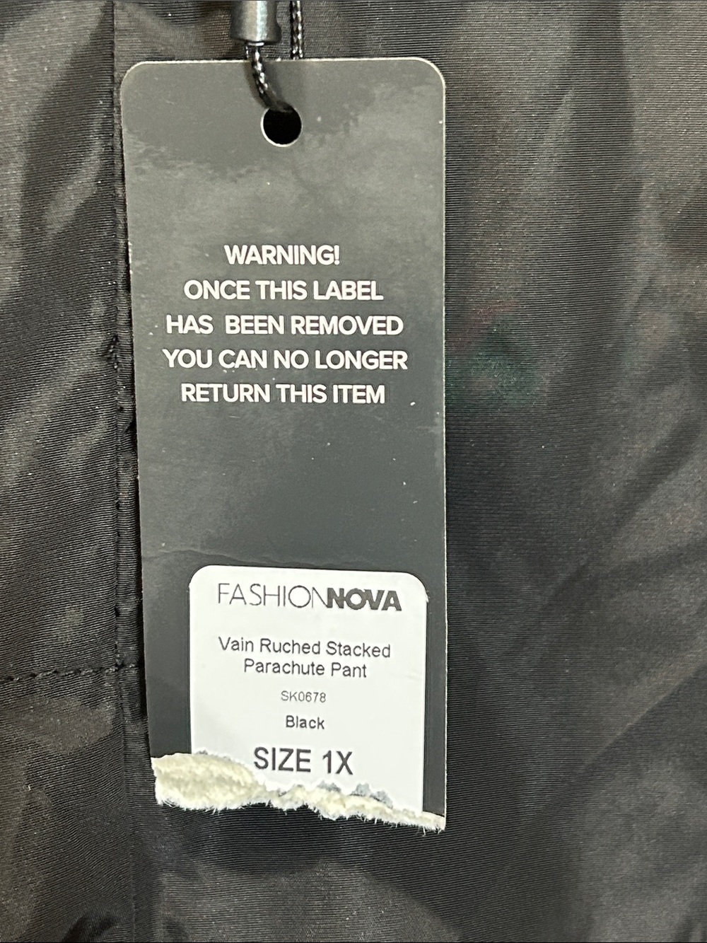 Fashion Nova Vain V-Front Ruched Stacked Parachute Pants Black Women 1X - Picture 5 of 14